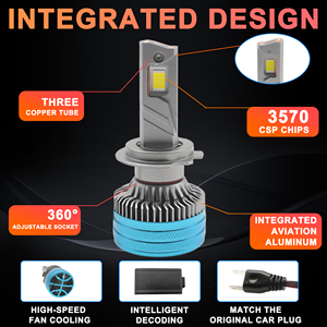 <span class=keywords><strong>Prix</strong></span> d'usine X10 K13 R33 240W 300000LM Phare LED 3 tubes en cuivre H1 H4 H11 9005 9006 9007 9012 Canbus H7 Ampoules LED pour voiture - Product Image 4