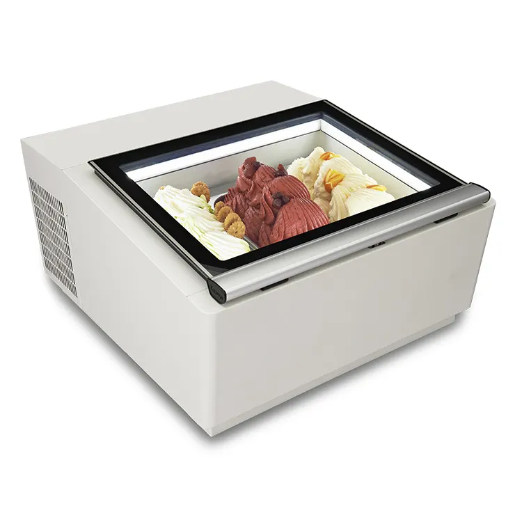 Prezzo basso mini gelato freezer desktop gelato vetrina per la vendita