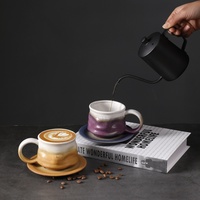 Nouvelle collection 2025 : Tasse à thé en céramique, tasse à thé de l'après-midi en grès, 240 ml, mug pour latte, tasse à café en porcelaine avec soucoupe