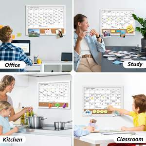 Calendario mensile lavagna magnetica cancellabile a secco lavagna Corkboard con cornice in legno nero da parete montabile - Product Image 5