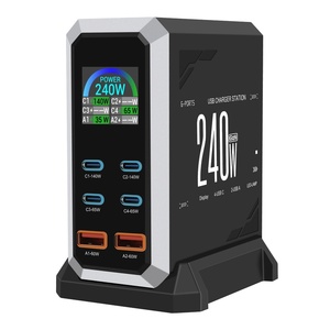 Chargeur de bureau GaN 240W direct usine, station de charge rapide multi-<span class=keywords><strong>USB</strong></span> <span class=keywords><strong>C</strong></span> 6-en-1 avec écran pour ordinateur portable, tablette et iPhone - Product Image 1