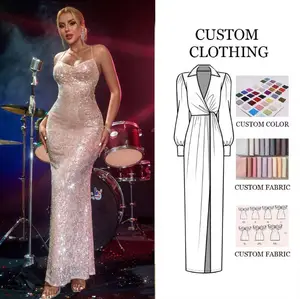 D M Custom High Quality Fashion Large Women's Sexy Evening Dresses With Glitter Evening Dress Backless Party Elegant Long Dress