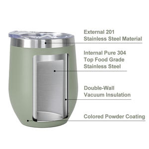 कस्टम लोगो 12 औंस स्टेनलेस स्टील वैक्यूम इन्सुलेट कॉफी मग डबल दीवार बीपा मुक्त अंडे का आकार वाइन टंबलर - Product Image 4