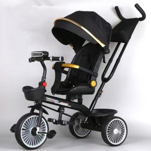 Tricycle pour enfants 4 en 1 / Poignée de poussée amovible - Capote réglable Siège rotatif Tricycle pliable à deux sens pour bébé - Product Image 4