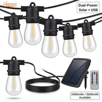 Guirlandes lumineuses LED solaires DC IP65 pour jardin et camping - Ampoules S14 incassables, rechargeables par USB, avec télécommande, lanterne suspendue, en vrac