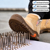 Chaussures de sécurité à enfiler doublées polaire, embout en acier recouvert de plastique, semelle intermédiaire en Kevlar, anti-perforation, isolées, pour le travail