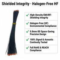 Cable de Señal HF Blindado de un Solo Núcleo de TPEE de 0.8mm OD y 173mm, Libre de Halógenos, para Micrófonos de Precisión y Sensores de Audio
