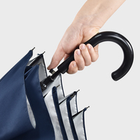 Parapluie de voyage droit pour homme, modèle personnalisé, avec longue tige en fibre de verre, protection UV, design classique, résistant au vent, noir, logo imprimé