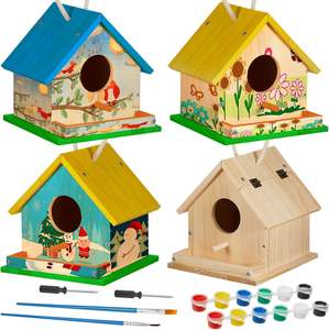 Kit de maison d'oiseau en bois bricolage pour construire l'artisanat du bois en plein air Freestyle peinture nichoir suspendu pour jardin cour décor cadeaux - Product Image 4