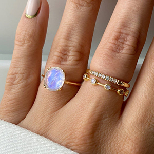 925 Sterling Silver rainbow Oval <strong>Moonstone</strong> <strong>Ring</strong> Women Real Gemstone Oval Engagement Fine <strong>Ring</strong> - Product Image 6