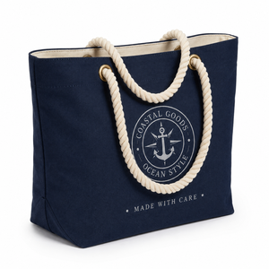 Bolsa de Playa Extra Grande de Lona Certificada de Fábrica, Asa de Cuerda de Color Natural, Logotipo Personalizado Bordado e Impreso - Product Image 3