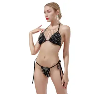 Moda bildirimi seksi püskül Bikini Rhinestone altın gümüş dans oryantal meme kemer vücut zinciri takı