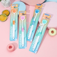 Grattoir de langue multifonctionnel en silicone BQB en gros, brosse de nettoyage de langue double face avec poils doux, emballage en boîte