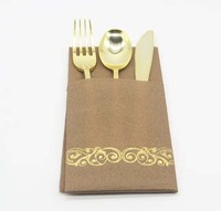Luxe personnalisé 40*40 lin sensation invité dîner serviette serviettes fête mariage doux absorbant main Airlaid plié papier de soie