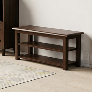 Banc à chaussures multifonctionnel moderne en bois massif avec 3 étagères pour l'<span class=keywords><strong>entrée</strong></span> de la maison, le couloir, et comme rangement à chaussures avec siège. - Product Image 1