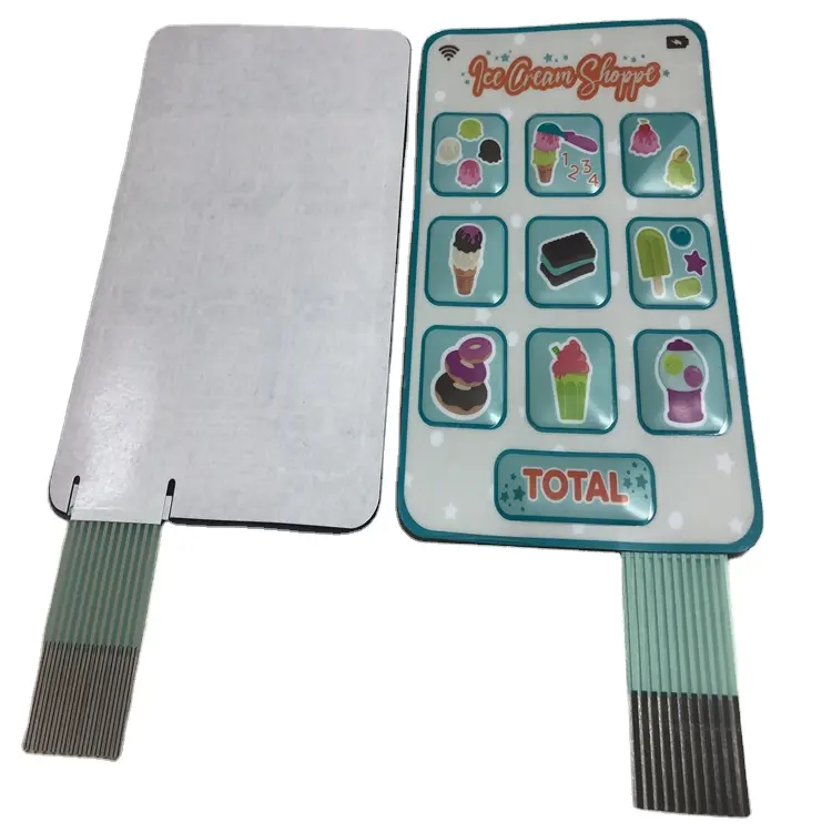 fabriklieferant oem prägedruckknopf digitaldruck membranenschalter tastatur tastaturscheibe für eiscreme-anwendung