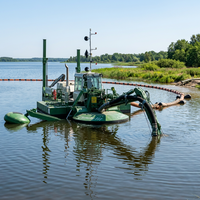 Machine de dragage par aspiration amphibie ETERNE à moteur diesel, capacité de 400 m3/h, décharge à 1000 m, boîte de vitesses à commande hydraulique