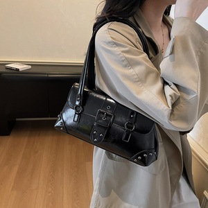 Bolso de Hombro Estilo Maillard para Mujer, Vintage, de Cuero, Estilo Spicy Girl Y2K, con Cadenas y Cierre de Cremallera, Bolso de Moda Retro - Product Image 3