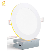 Plafonnier LED Rond et Mince avec Veilleuse pour Chambre à Coucher, Panneau Plat LED 2x4, Homologué DLC ELT, Luminaire Décoratif