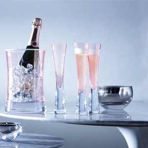 2Pcs Handcraft Clear &amp; <strong>Pink</strong> Colored Tulip <strong>Champagne</strong> Glasses Glitter <strong>Flutes</strong> For Bar Party Gift Wedding - Product Image 3