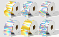 Étiquettes thermiques holographiques rondes dorées de 50 mm, étiquettes adhésives, étiquettes thermiques imperméables avec code-barres, autocollants pour emballages cadeaux