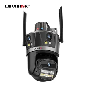 LS VISION 8MP 4K WiFi摄像机户外三镜头PTZ安全摄像机闭路电视ip制造商网络摄像机