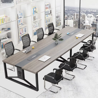 Mobilier de bureau moderne et luxueux en bois, ensemble table de réunion et chaises pour conférences et réceptions