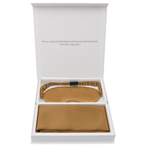 사용자 정의 선물 상자 순수 실크 아이 마스크 2 조각 뽕나무 실크 베개 케이스 세트 도매-실크 베갯잇 - Product Image 3