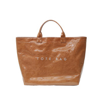Bolso Tote de PU para Mujer, Moda de Verano, Nuevo Estilo Retro, Gran Capacidad, Cierre Abierto Tipo Gelatina, Papel DuPont, Color Sólido, Poliéster