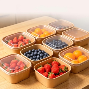Bol en papier jetable de 390 cc en papier kraft avec couvercle pour la crème glacée, le yaourt et les desserts, pour l'industrie de la restauration - Product Image 5