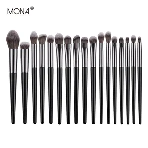 Mona Top 1 qualità 17 pz capelli di Pony naturali con stampa Lase in rame Set di pennelli per il trucco con macchie e sopracciglia piatte Set di pennelli