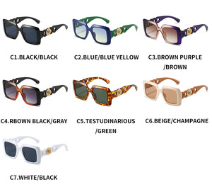 Gafas de Sol Unisex Cuadradas Extra Grandes de Lujo con Logotipo Personalizado, Protección UV400, Lentes TAC Verdes/Amarillas/Púrpuras, Montura Completa para Playa y Aire Libre - Product Image 5