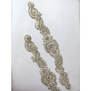 Bling sparkle kristal inci taş boncuk korse demir on rhinestone aplike desen kanat gelinlik bel kemeri elbise