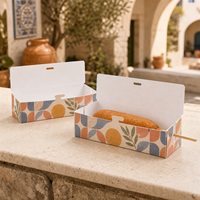 Boîte à hot-dogs pliable avec logo personnalisé imprimé, avec languette de verrouillage, vente en gros, fabricant de contenants alimentaires jetables robustes