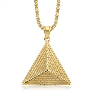 Egyptian Pyramid Pendant <b>Necklace</b> Stainless Steel Gold Plated Unisex Hip Hop Jewelry Fashion <b>Statement</b> Piece - Product Image 1