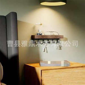 <b>Wooden</b> Minimalist Key Rack Wall Mounted With <b>Hooks</b> For Entryway Living Room Storage Display Organizer Rectangle Shape - Product Image 3