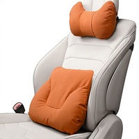 Ensemble coussin de siège et oreiller de nuque pour voiture, nouveau modèle 2025 avec soutien lombaire et repose-nuque, en suède et rembourrage en soie.