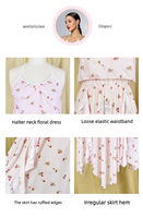 Robe longue d'été décontractée et élégante pour femme, style français, à motif floral, respirante, dos nu, en maille transparente, à volants, ourlet irrégulier, pour la maison