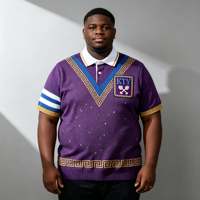 Pull tricoté pour homme OEM, style preppy, col montant blanc, chemise polo violette avec logo brodé, collection automne-hiver