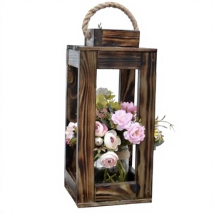 Lanterne en bois faite à la main avec panneaux en verre, design personnalisé, pour mariage, Noël, anniversaire, Saint-Valentin, décoration de la maison - Product Image 3