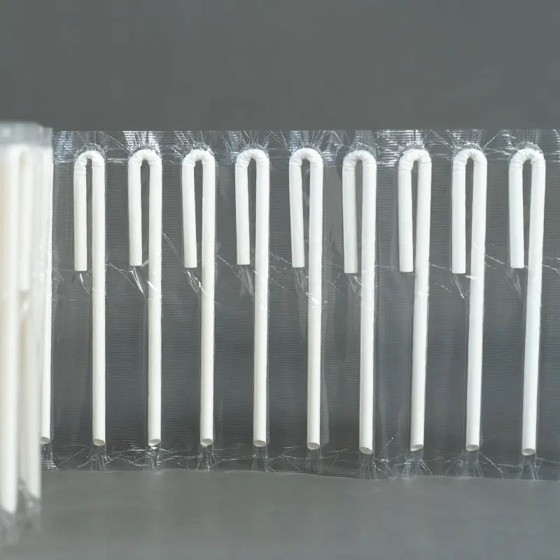 Eco Friendly U Em Forma De Palhas De Papel Descartáveis Biodegradável Embalado Individualmente U Bent Bendy Sharp End Paper Straws