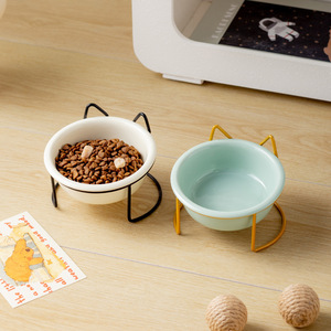 BESTCERA Bol Rond en Céramique Crème avec Support Oreilles de <span class=keywords><strong>Chat</strong></span> - <span class=keywords><strong>Gamelle</strong></span> en Céramique pour Chats et Chiens - Product Image 3