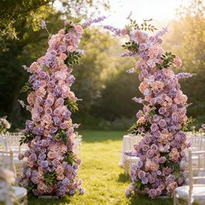 Marcos en Forma de Cuerno Color Morado en Polvo, Nuevos al por Mayor, para Decoración de Escenarios de Boda, Exhibición de Ventanas para Mostrar Flores Artificiales - Product Image 1