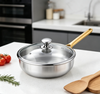 Panci penggorengan Steak kecil Universal, alat masak Stainless Steel Modern 304 tidak lengket, tiga lapis tebal 3-4L klasik berkelanjutan