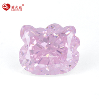 Zircone cubique artificielle rose clair personnalisée en forme de chat, taille spéciale, qualité 5A+, 8,9x10,3mm, pour bijoux