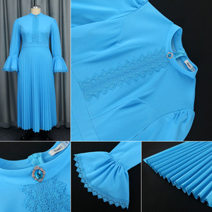 AM040731 Robes <span class=keywords><strong>de</strong></span> soirée tendance pour femme, décontractées et élégantes, col rond, manches évasées, plissées, pour l'église ou les soirées - Product Image 6