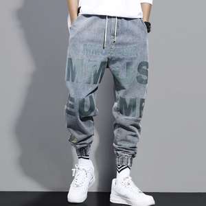 Jean délavé décontracté pour hommes, <span class=keywords><strong>pantalon</strong></span> élastique bleu clair, délavé, élastique, produit de haute qualité, nouveau, en stock - Product Image 5