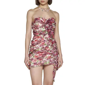 Chic Ensemble Vibrant Floral Print Midi Dress Off Shoulder Design Exclusive Branding and Cozy Elastic Comfort