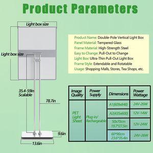 ป้ายไฟ LED แบบตั้งพื้นพร้อมโครงสแตนเลสสำหรับป้ายโฆษณาในร่มและกลางแจ้ง - Product Image 4