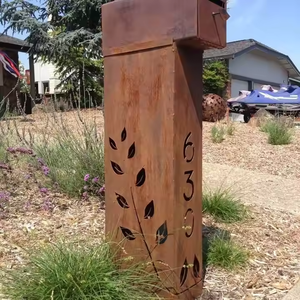 Buzón de jardín de acero Corten resistente personalizado, vintage, independiente e impermeable para uso en exteriores - Product Image 3